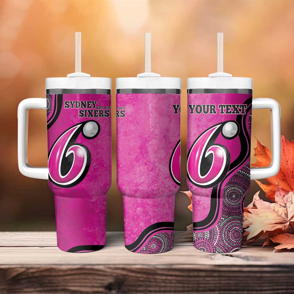 Sydney Sixers Indigenous Art - Grunge Style Custom Stanley Quencher 40oz Stainless Steel Tumbler With Handle
