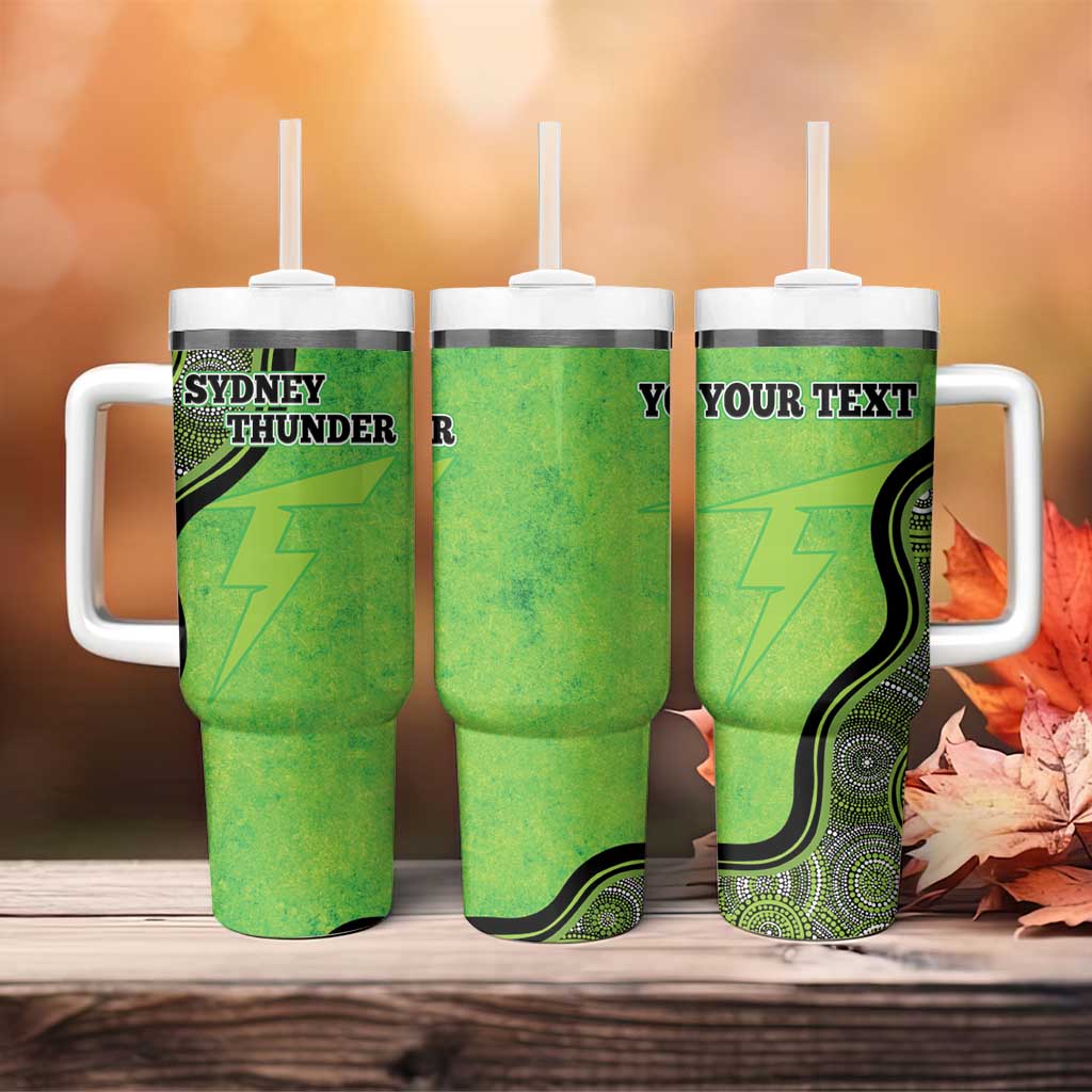 Sydney Thunder Indigenous Art - Grunge Style Custom Stanley Quencher 40oz Stainless Steel Tumbler With Handle