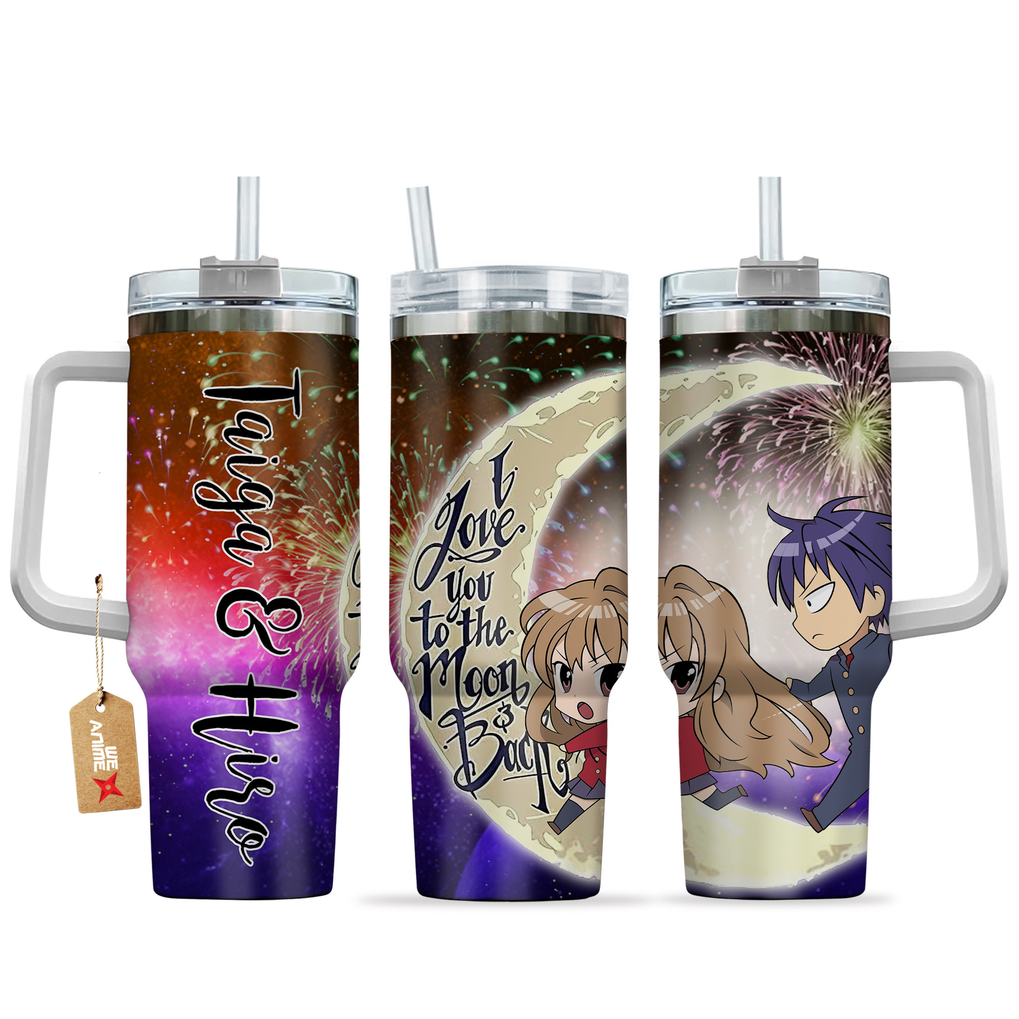 Taiga Aisaka & Ryuuji Takasu Toradora Anime Valentine Custom Stanley Quencher 40oz Stainless Steel Tumbler With Handle