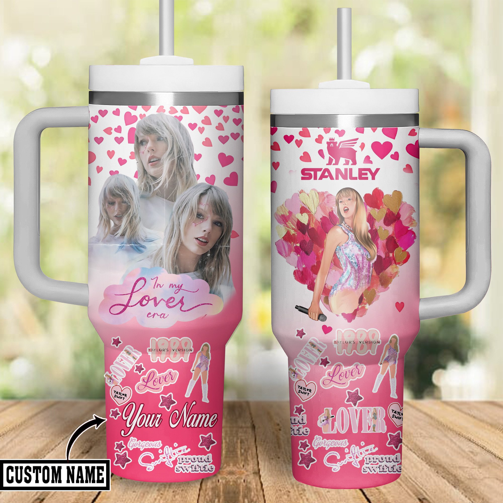 Taylor Swift Music Custom Stanley Quencher 40oz Stainless Steel Tumbler With Handle