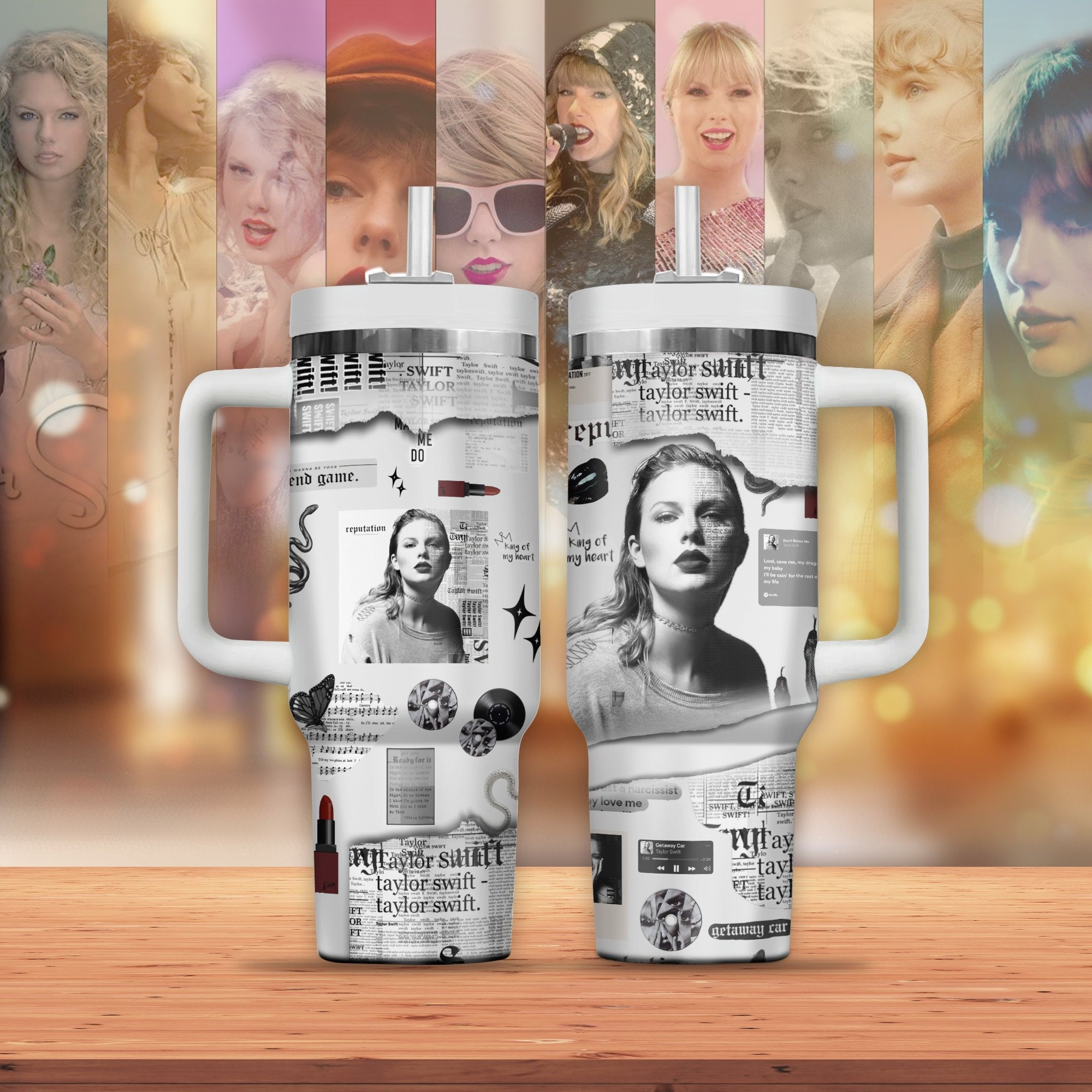 Taylor Swift Music Custom Stanley Quencher 40oz Stainless Steel Tumbler With Handle
