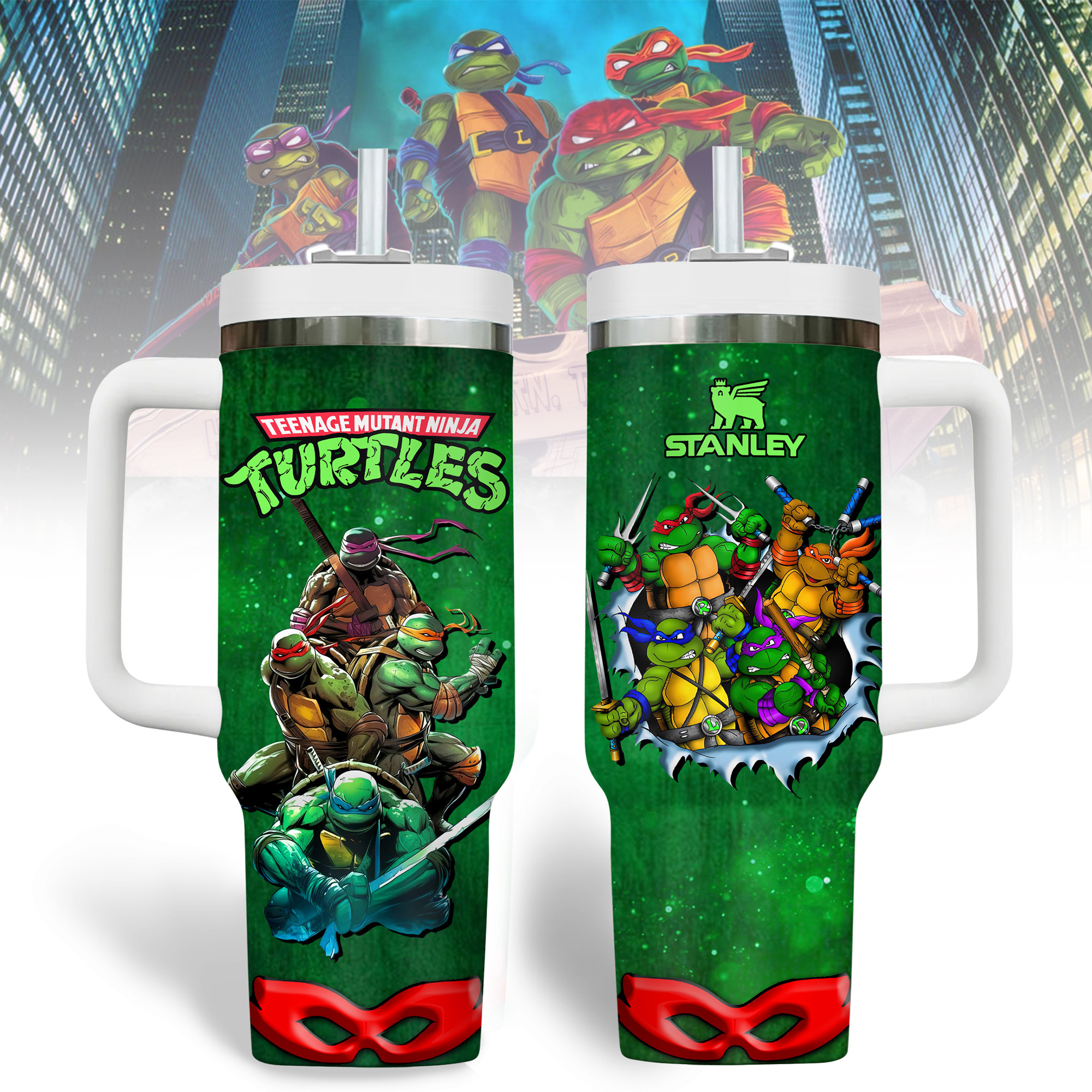 Teenage Mutant Ninja Turtles Movies Custom Stanley Quencher 40oz Stainless Steel Tumbler With Handle