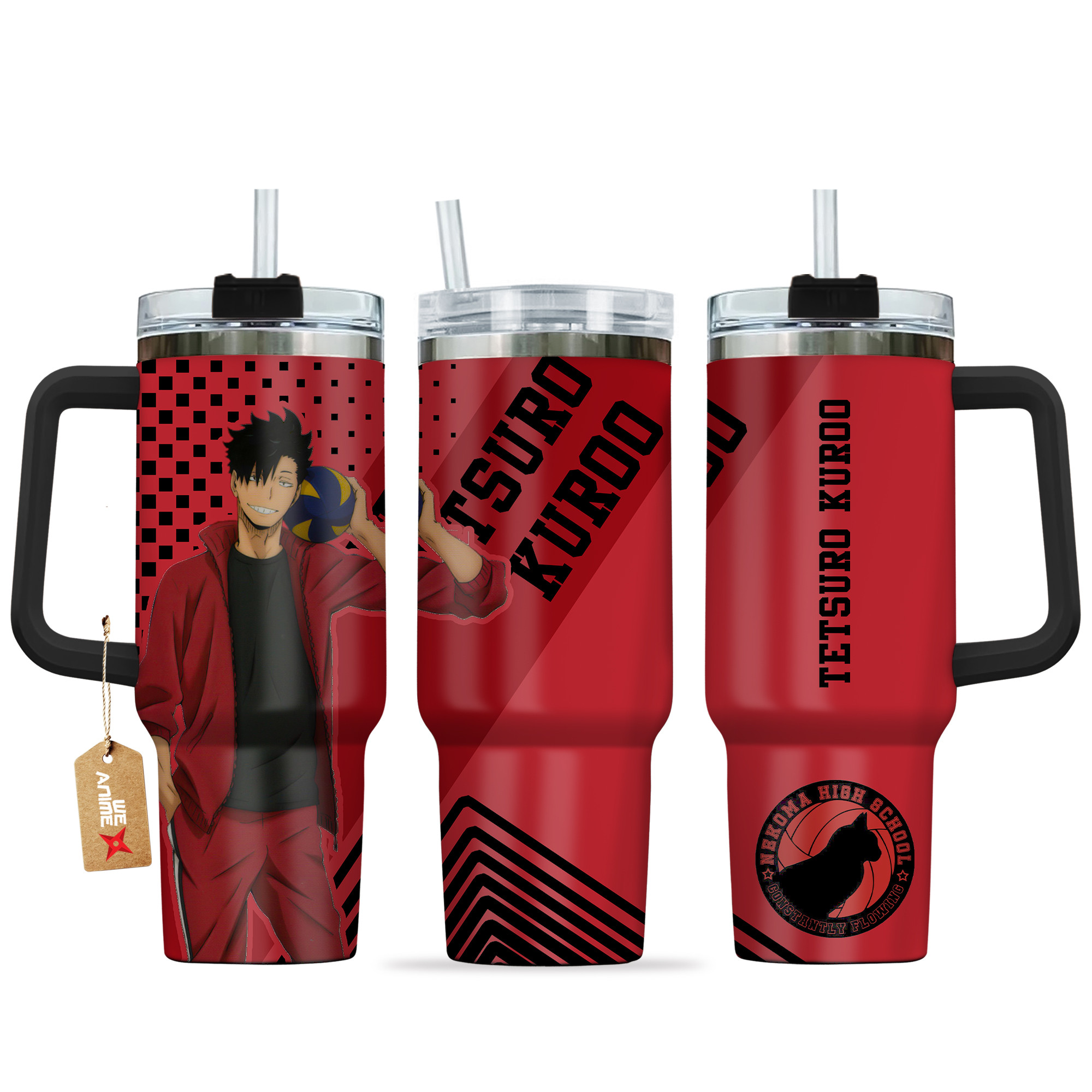 Tetsuro Kuroo Haikyu!! Anime Custom Stanley Quencher 40oz Stainless Steel Tumbler With Handle