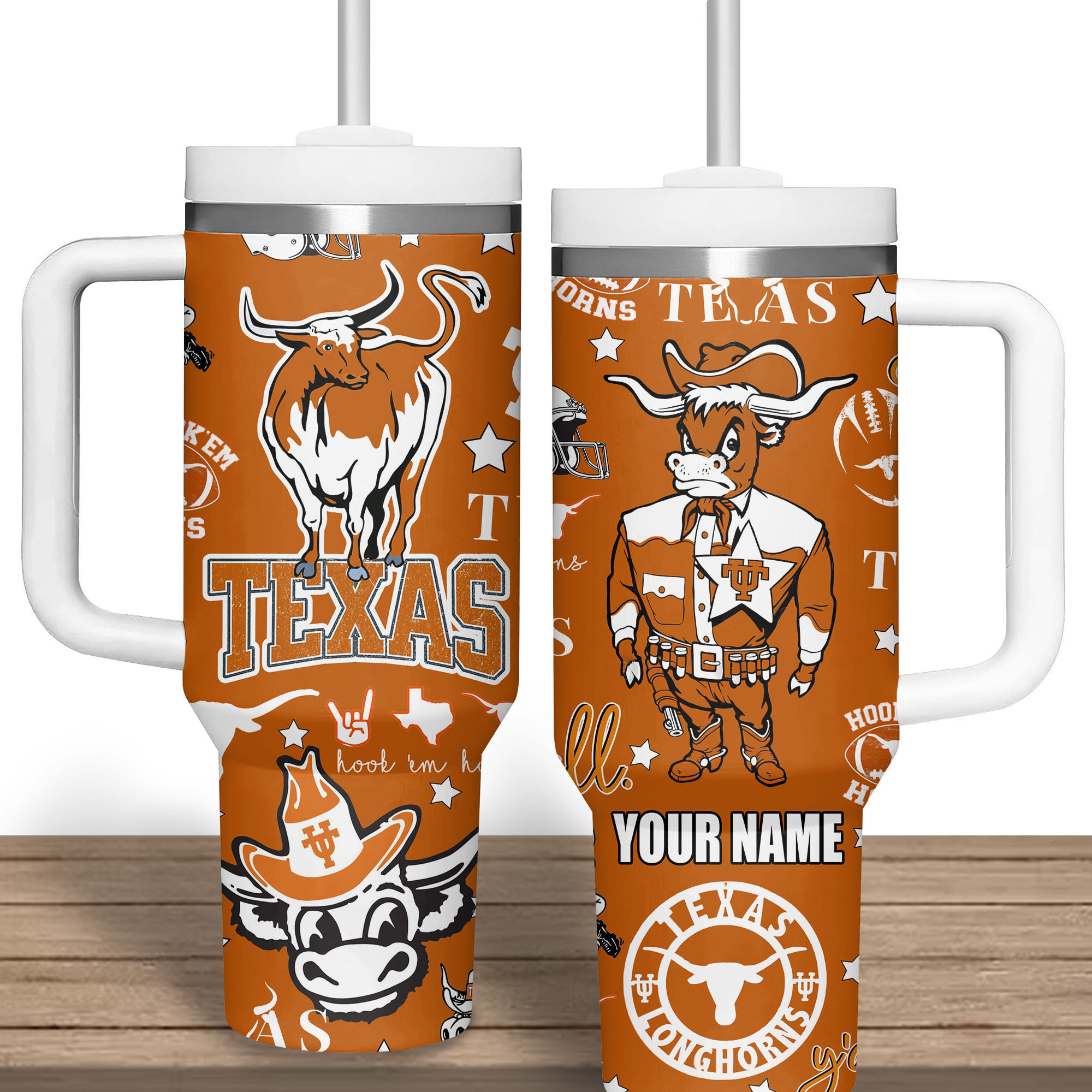 Texas Longhorns NCAA Custom Stanley Quencher 40oz Stainless Steel Tumbler With Handle