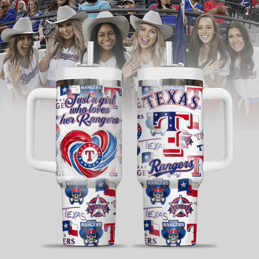 Texas Rangers MLB Custom Stanley Quencher 40oz Stainless Steel Tumbler With Handle