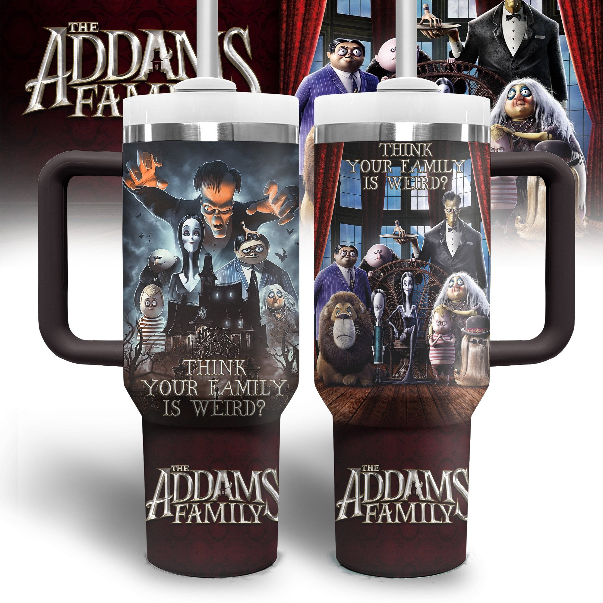 The Addams Family Movies Custom Stanley Quencher 40oz Stainless Steel Tumbler With Handle