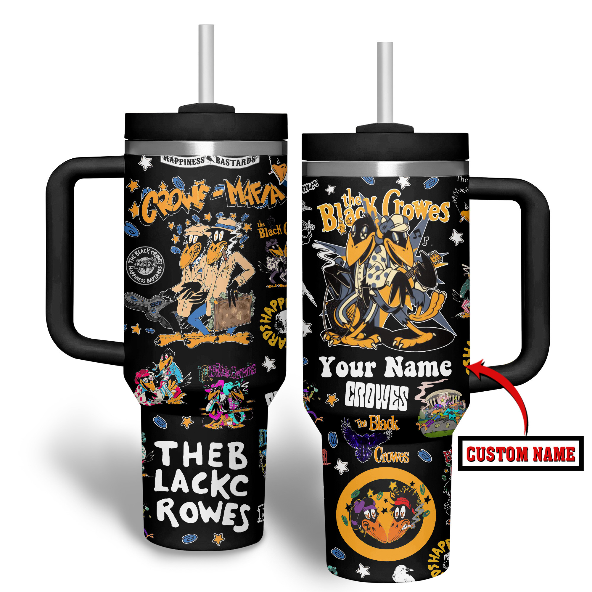 The Black Crowes Music Custom Stanley Quencher 40oz Stainless Steel Tumbler With Handle