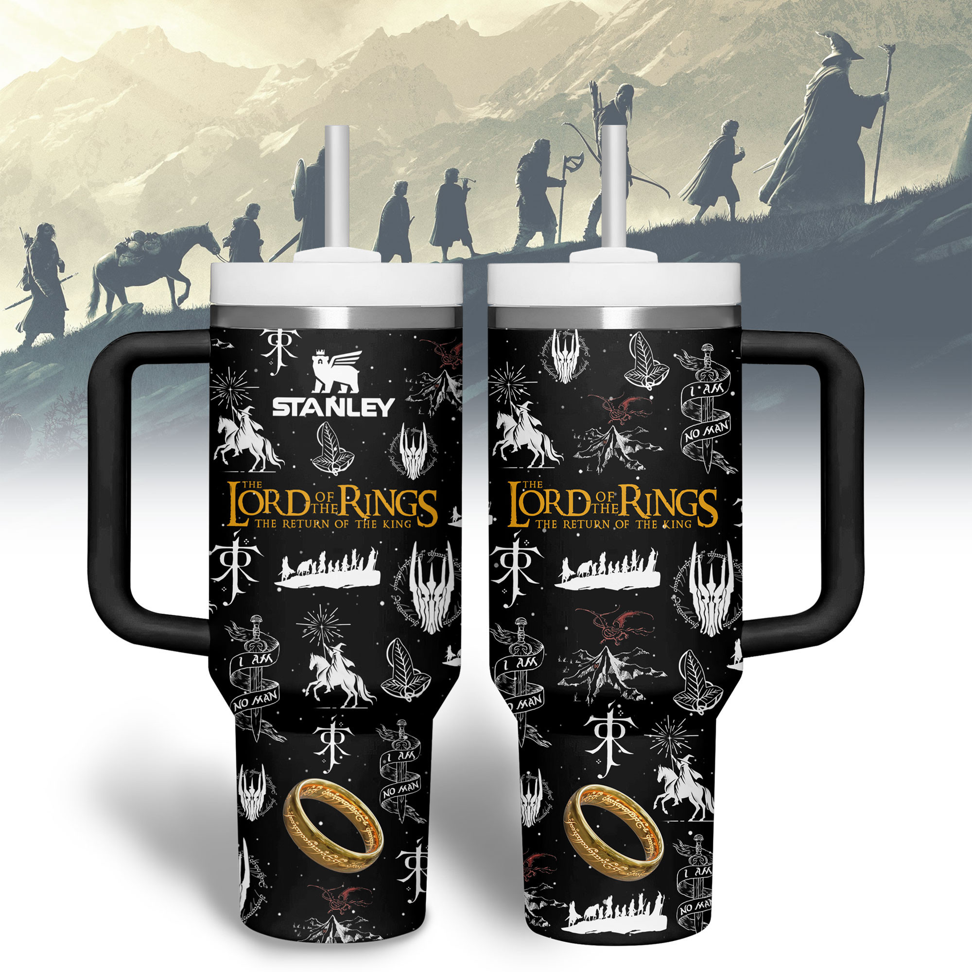 The Lord Of The Rings Movies Custom Stanley Quencher 40oz Stainless Steel Tumbler With Handle