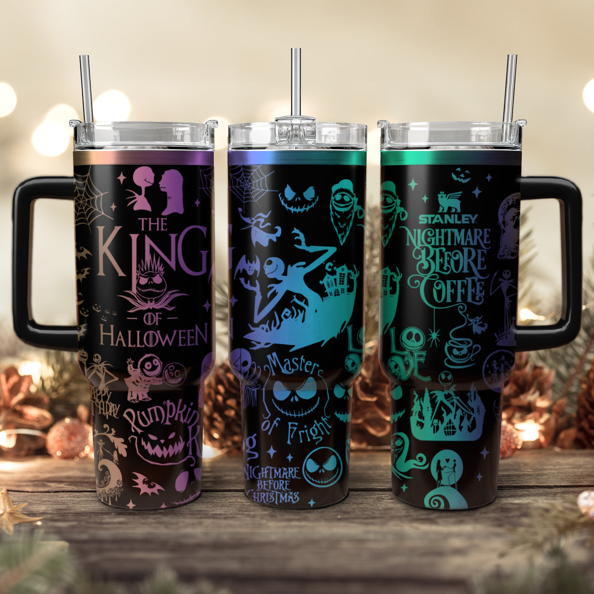 The Nightmare Before Christmas Movies Custom Stanley Quencher 40oz Stainless Steel Tumbler With Handle