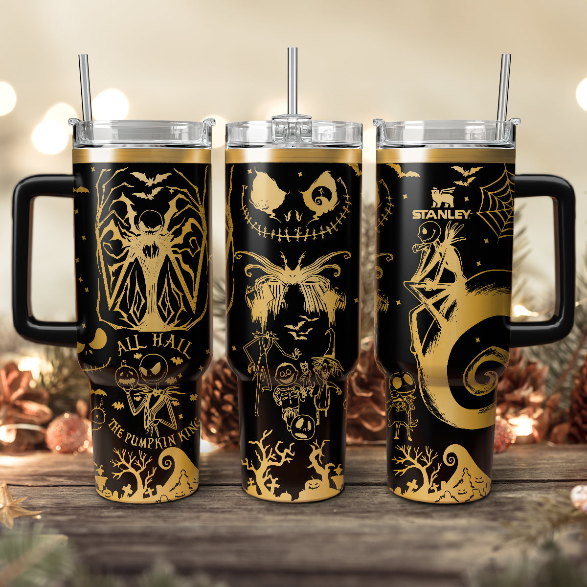 The Nightmare Before Christmas Movies Custom Stanley Quencher 40oz Stainless Steel Tumbler With Handle