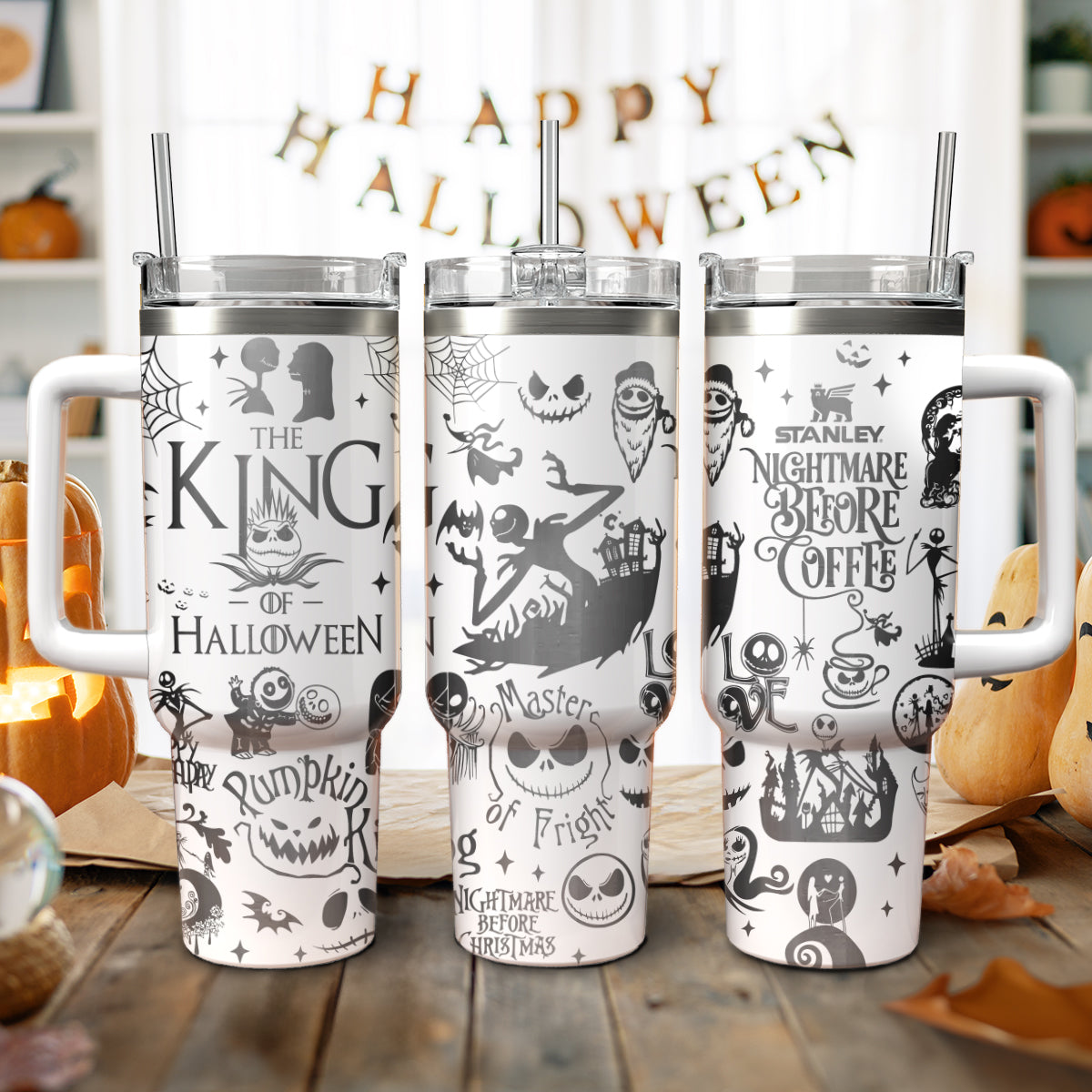 The Nightmare Before Christmas Movies Custom Stanley Quencher 40oz Stainless Steel Tumbler With Handle