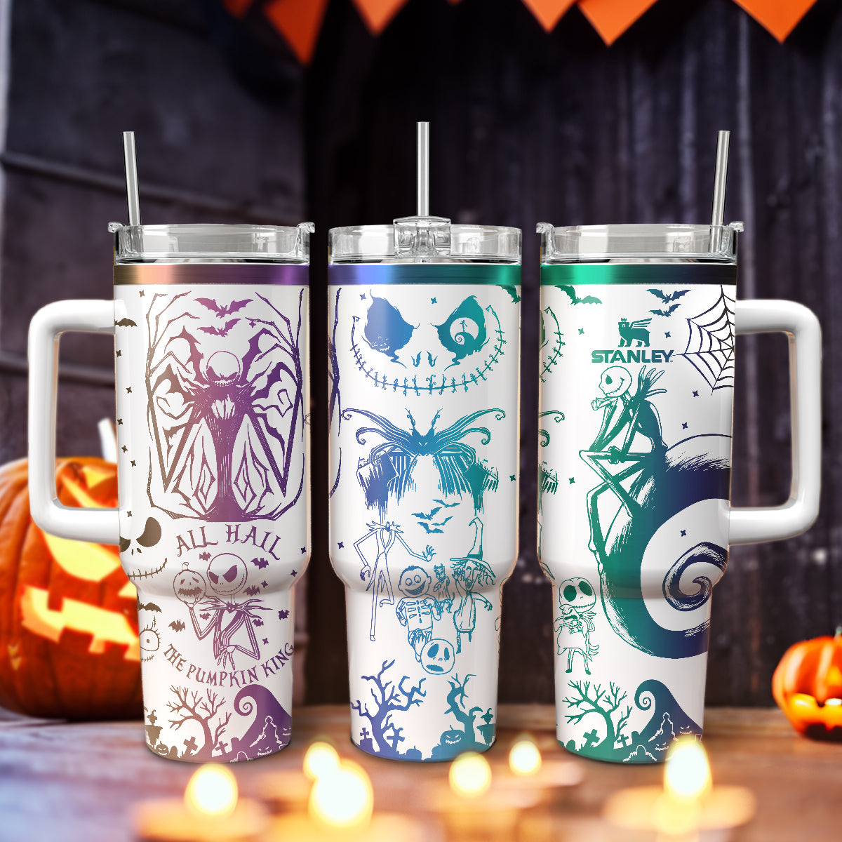 The Nightmare Before Christmas Movies Custom Stanley Quencher 40oz Stainless Steel Tumbler With Handle