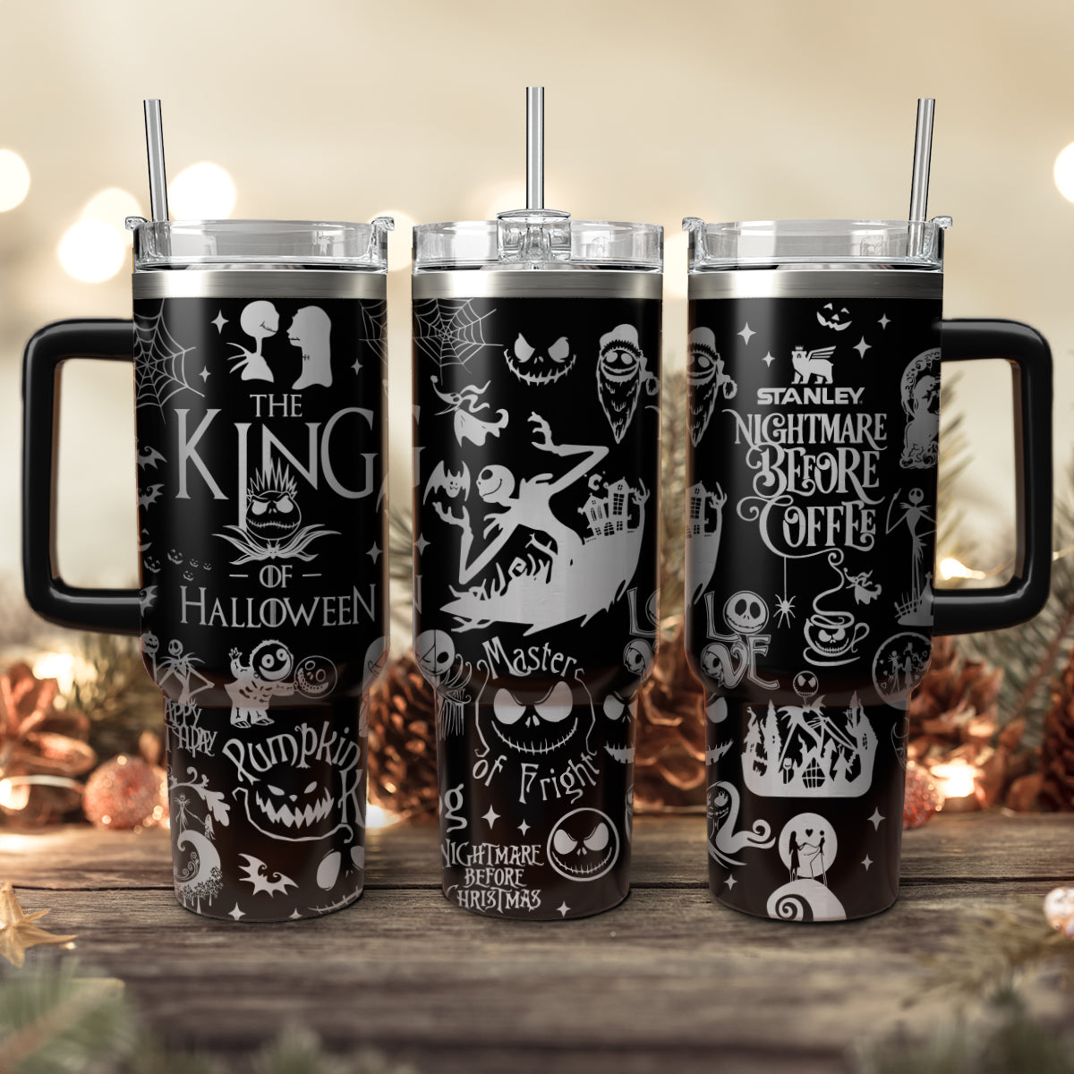The Nightmare Before Christmas Movies Custom Stanley Quencher 40oz Stainless Steel Tumbler With Handle