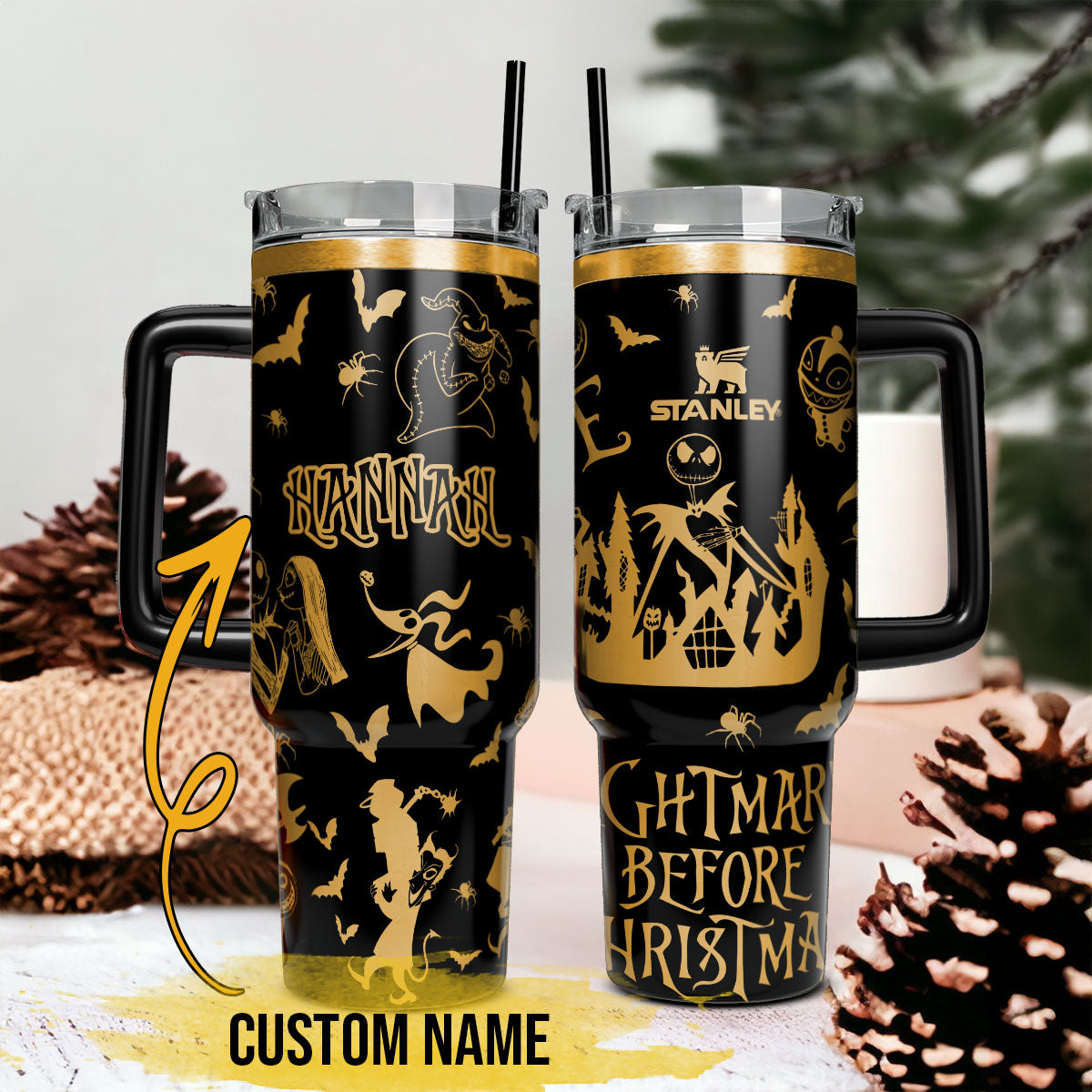 The Nightmare Before Christmas Movies Custom Stanley Quencher 40oz Stainless Steel Tumbler With Handle