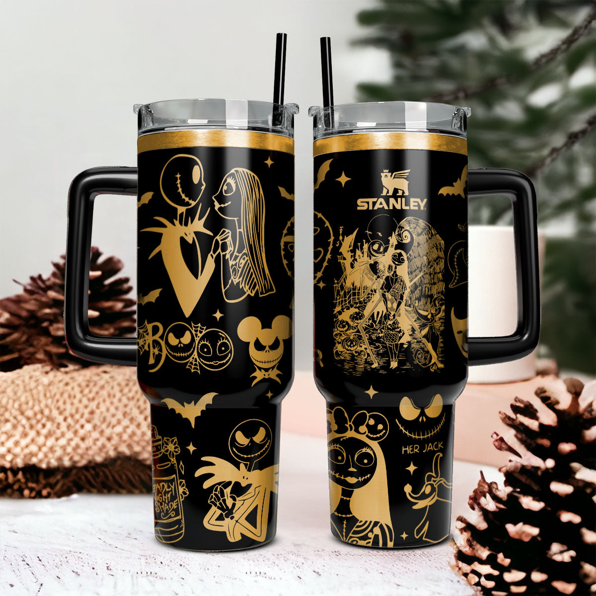 The Nightmare Before Christmas Movies Custom Stanley Quencher 40oz Stainless Steel Tumbler With Handle