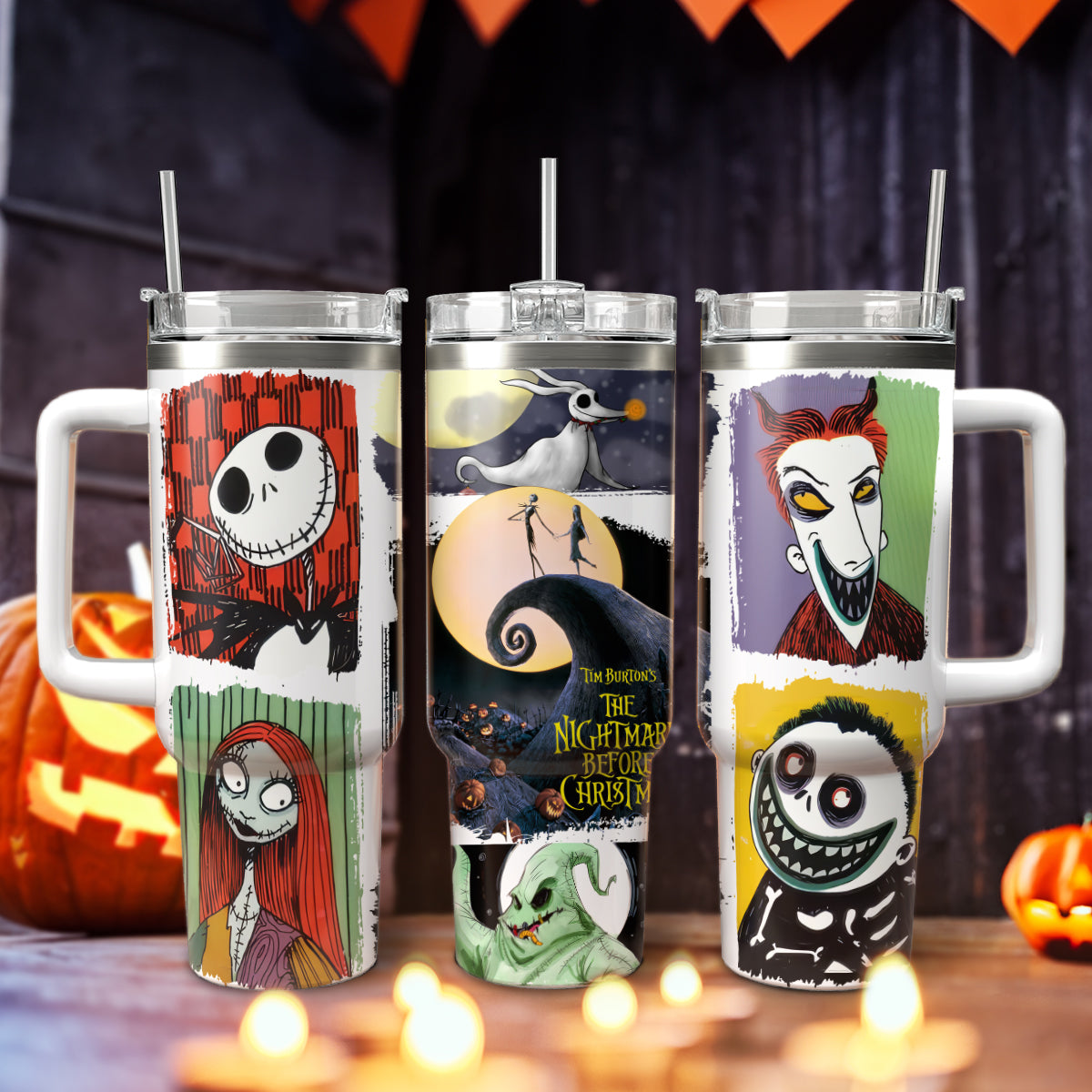 The Nightmare Before Christmas Movies Custom Stanley Quencher 40oz Stainless Steel Tumbler With Handle