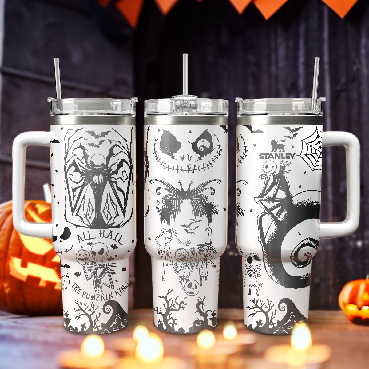 The Nightmare Before Christmas Movies Custom Stanley Quencher 40oz Stainless Steel Tumbler With Handle