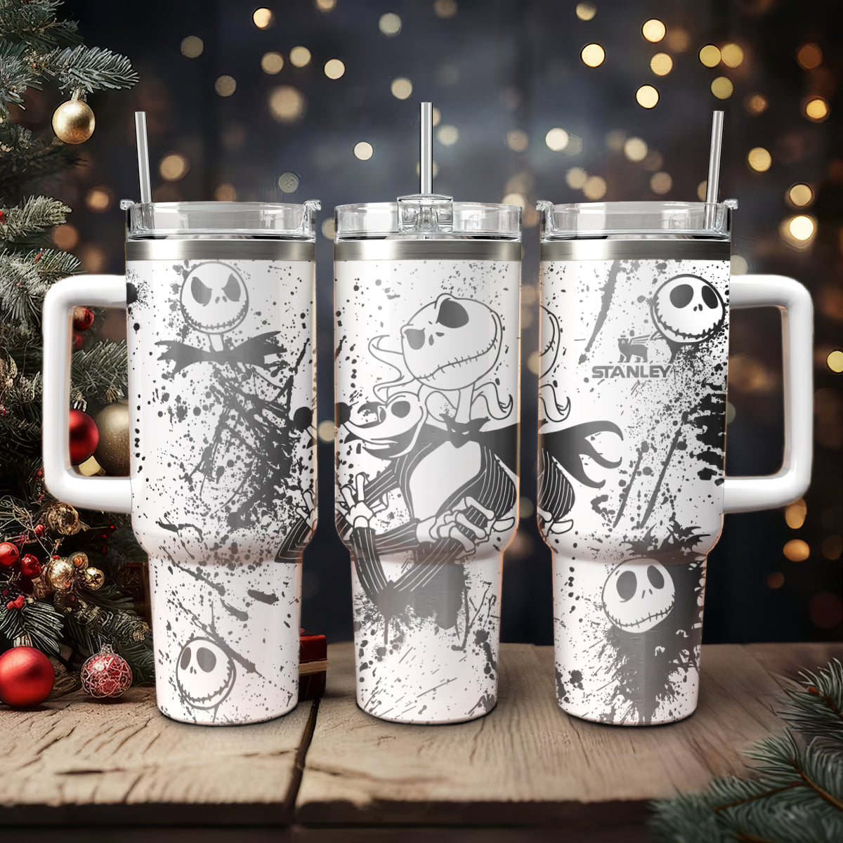 The Nightmare Before Christmas Movies Custom Stanley Quencher 40oz Stainless Steel Tumbler With Handle