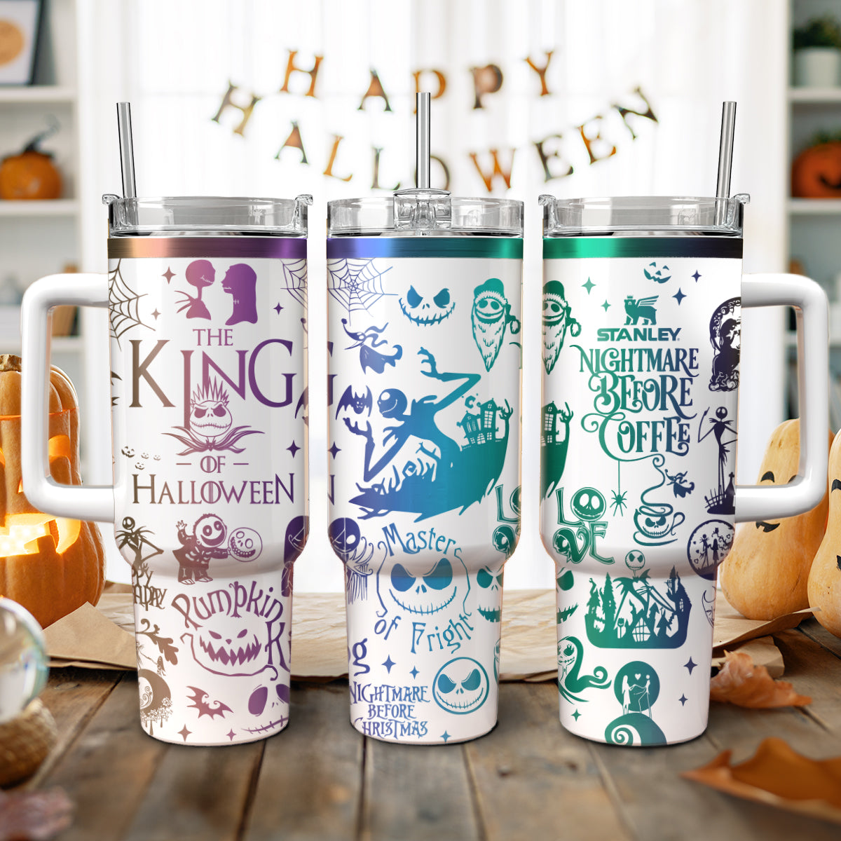 The Nightmare Before Christmas Movies Custom Stanley Quencher 40oz Stainless Steel Tumbler With Handle