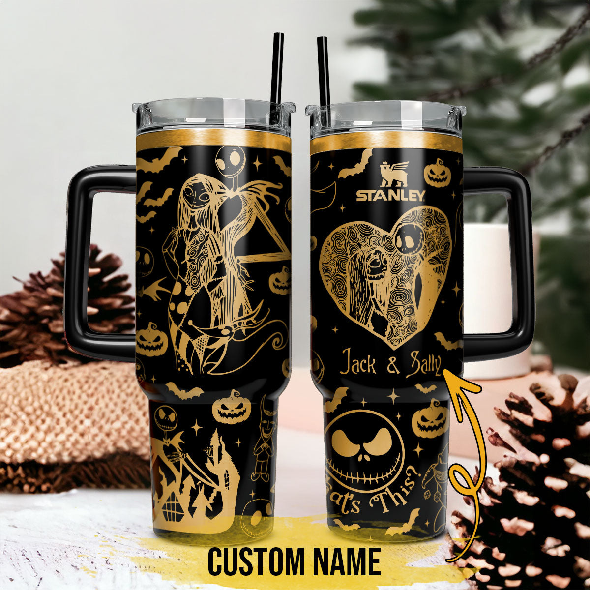 The Nightmare Before Christmas Movies Custom Stanley Quencher 40oz Stainless Steel Tumbler With Handle
