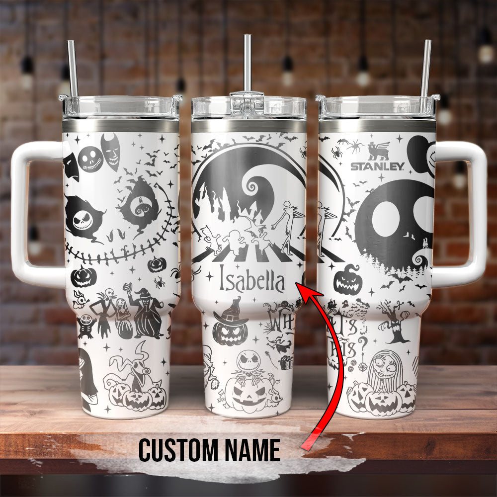 The Nightmare Before Christmas Movies Custom Stanley Quencher 40oz Stainless Steel Tumbler With Handle