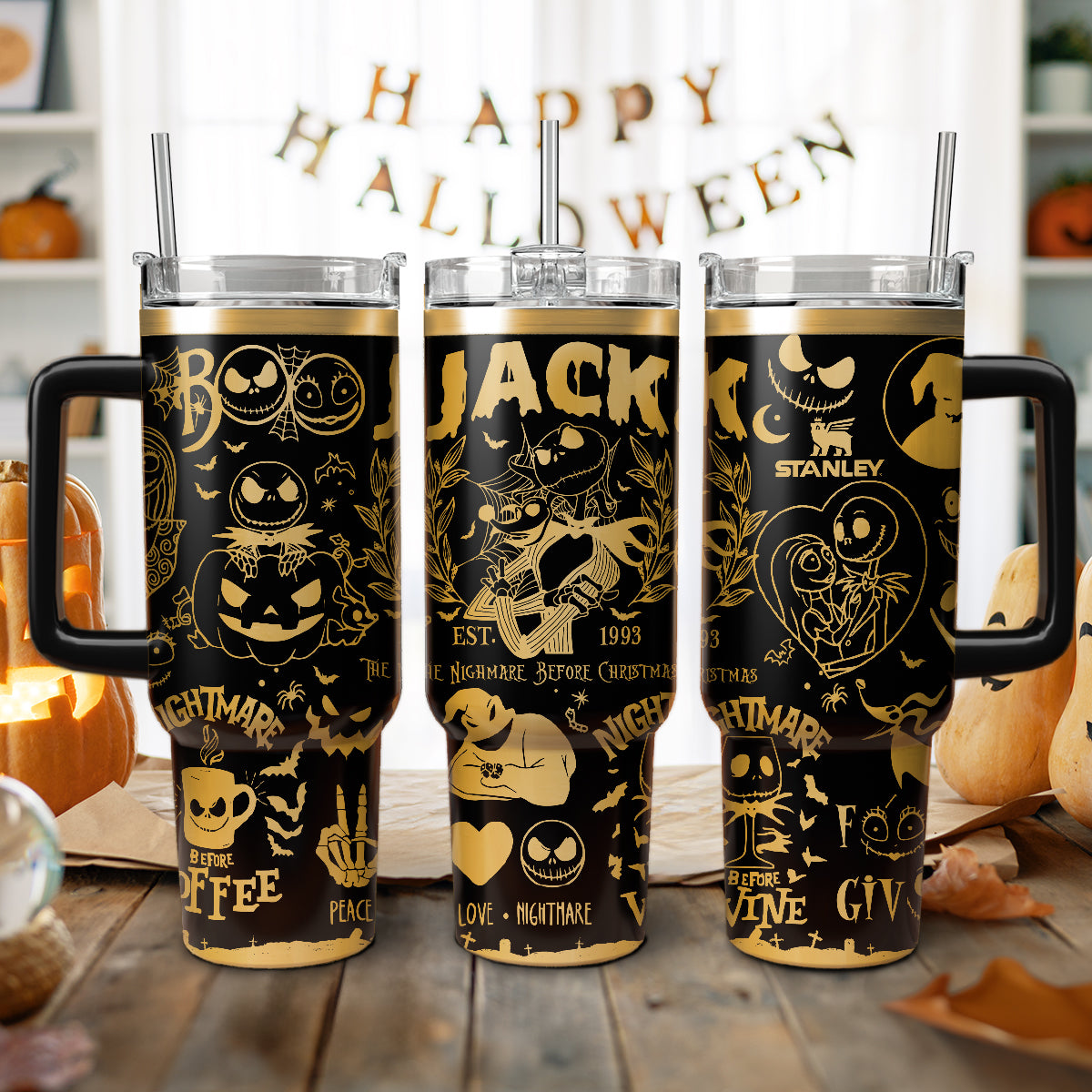 The Nightmare Before Christmas Movies Custom Stanley Quencher 40oz Stainless Steel Tumbler With Handle