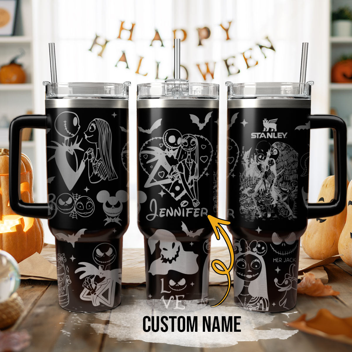The Nightmare Before Christmas Movies Custom Stanley Quencher 40oz Stainless Steel Tumbler With Handle