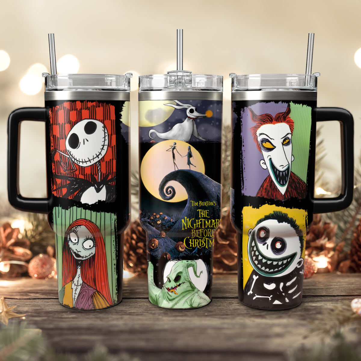 The Nightmare Before Christmas Movies Custom Stanley Quencher 40oz Stainless Steel Tumbler With Handle