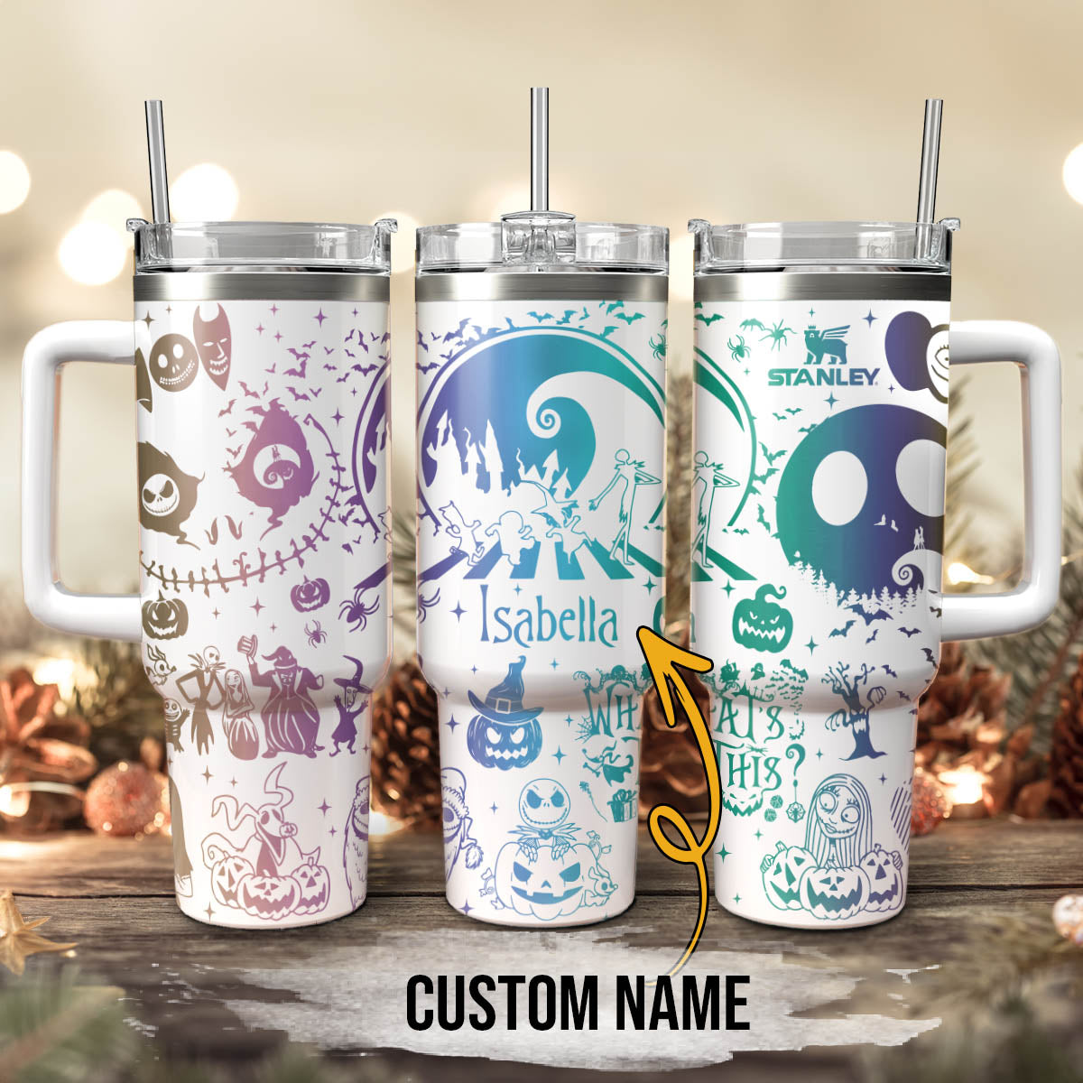 The Nightmare Before Christmas Movies Custom Stanley Quencher 40oz Stainless Steel Tumbler With Handle
