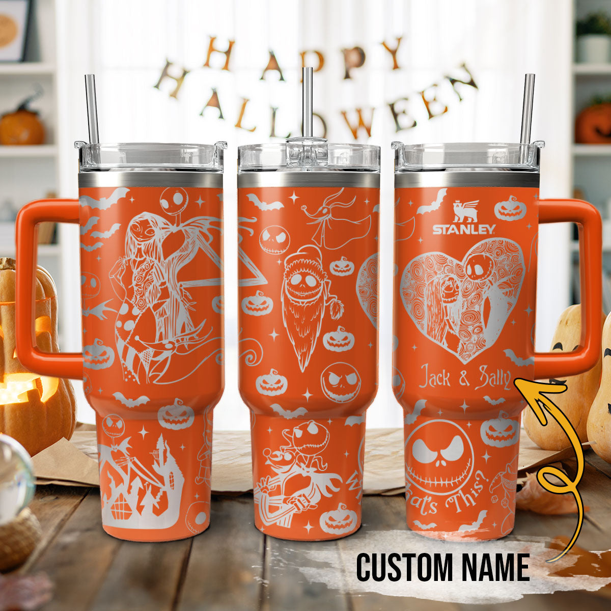The Nightmare Before Christmas Movies Custom Stanley Quencher 40oz Stainless Steel Tumbler With Handle
