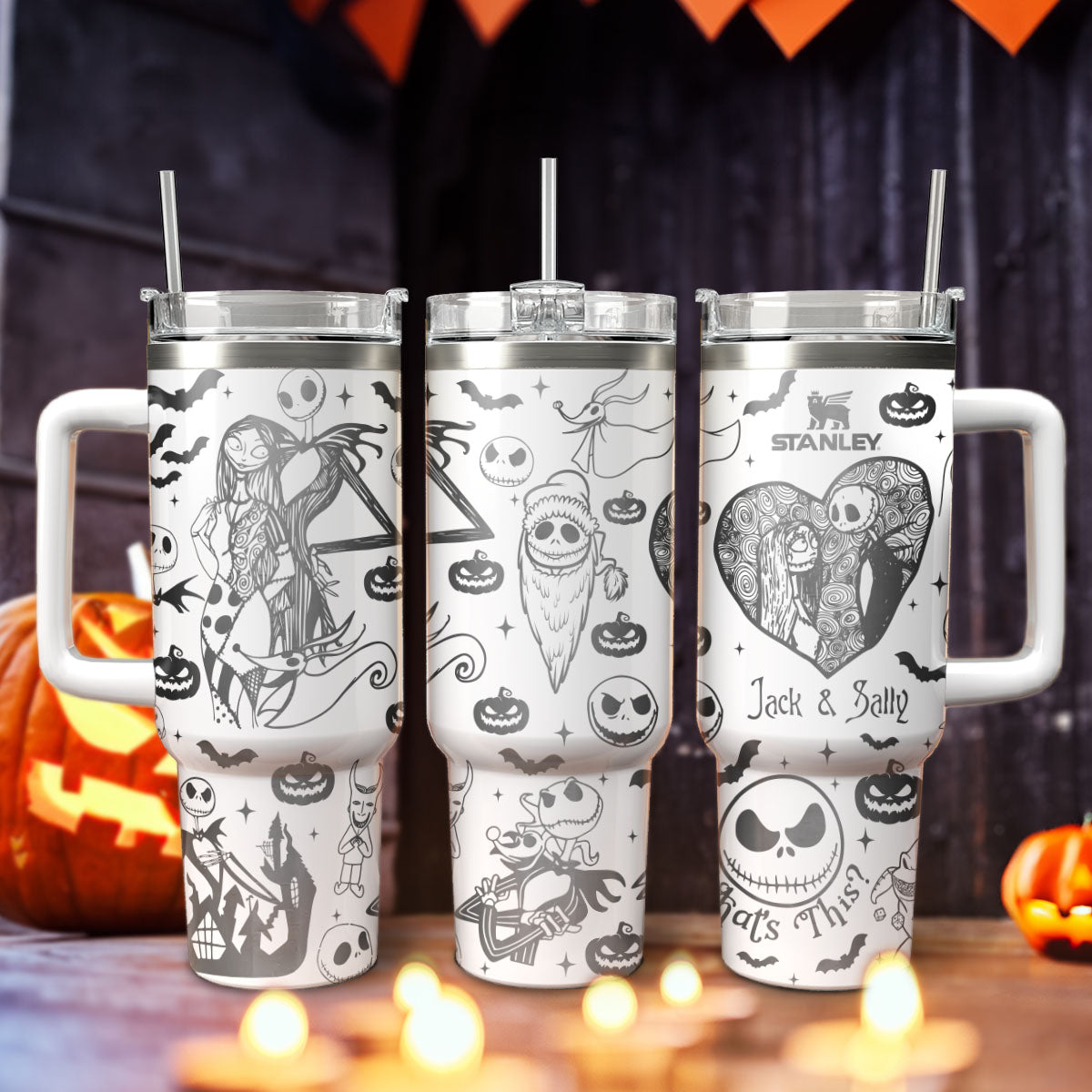 The Nightmare Before Christmas Movies Custom Stanley Quencher 40oz Stainless Steel Tumbler With Handle