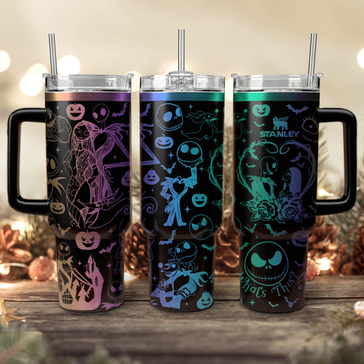 The Nightmare Before Christmas Movies Custom Stanley Quencher 40oz Stainless Steel Tumbler With Handle