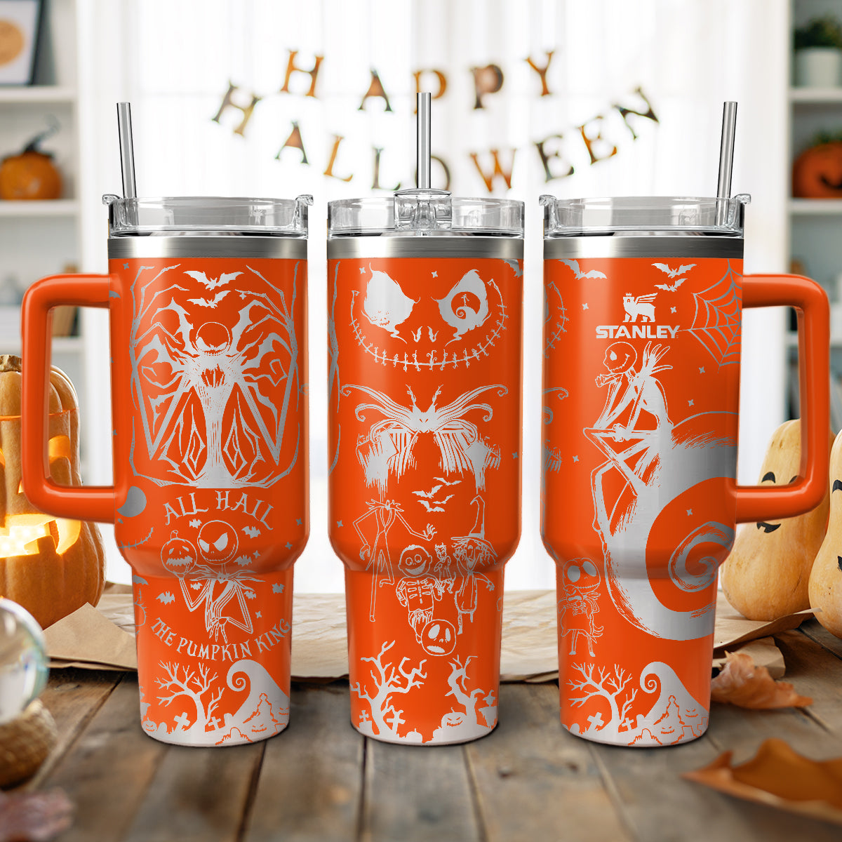 The Nightmare Before Christmas Movies Custom Stanley Quencher 40oz Stainless Steel Tumbler With Handle