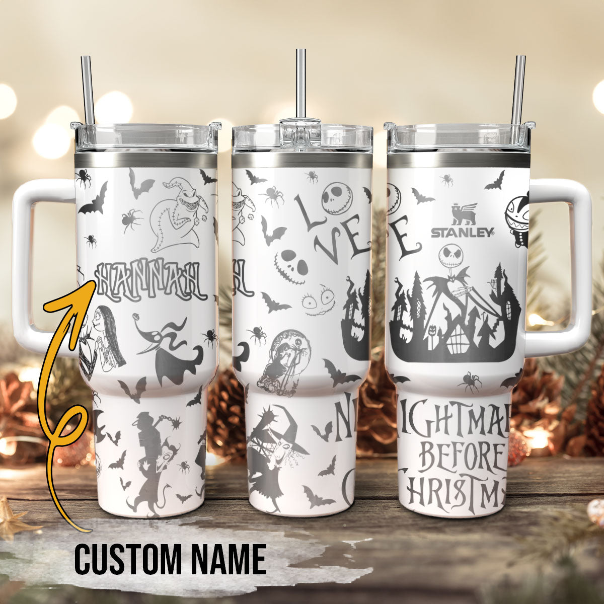 The Nightmare Before Christmas Movies Custom Stanley Quencher 40oz Stainless Steel Tumbler With Handle