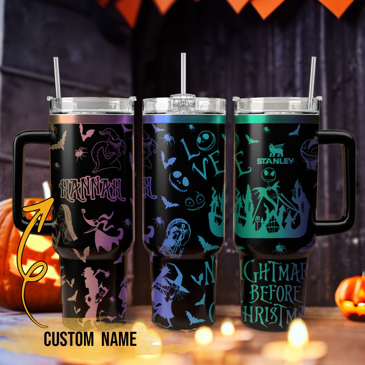 The Nightmare Before Christmas Movies Custom Stanley Quencher 40oz Stainless Steel Tumbler With Handle
