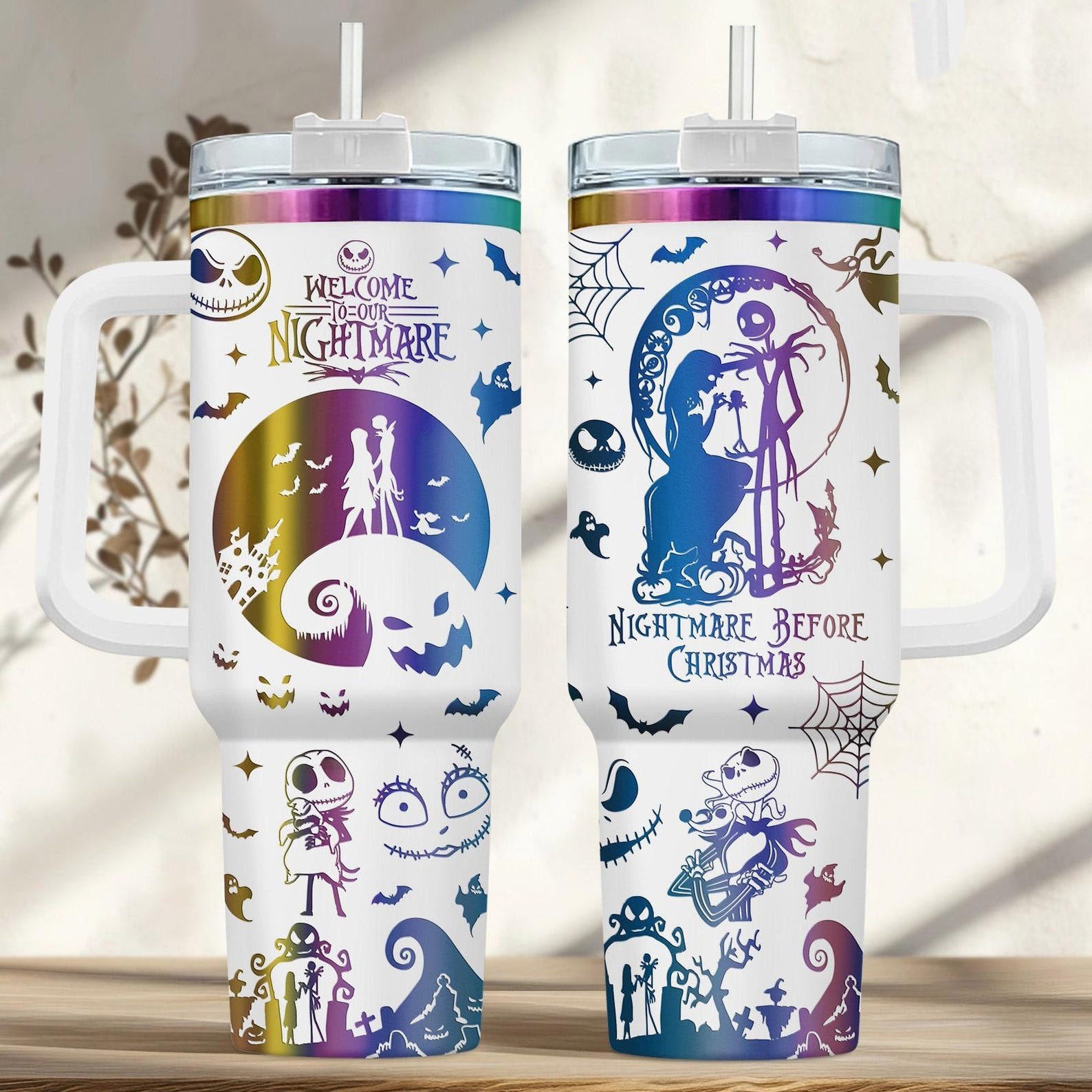 The Nightmare Before Christmas Movies Custom Stanley Quencher 40oz Stainless Steel Tumbler With Handle