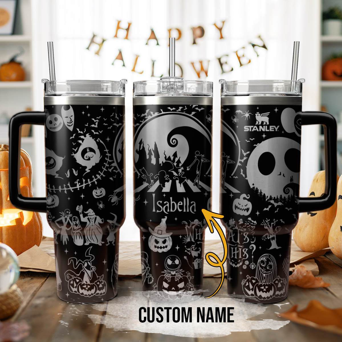 The Nightmare Before Christmas Movies Custom Stanley Quencher 40oz Stainless Steel Tumbler With Handle