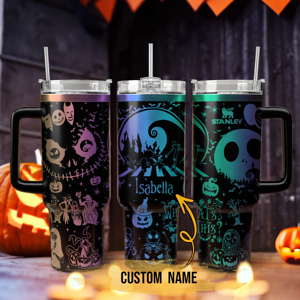 The Nightmare Before Christmas Movies Custom Stanley Quencher 40oz Stainless Steel Tumbler With Handle
