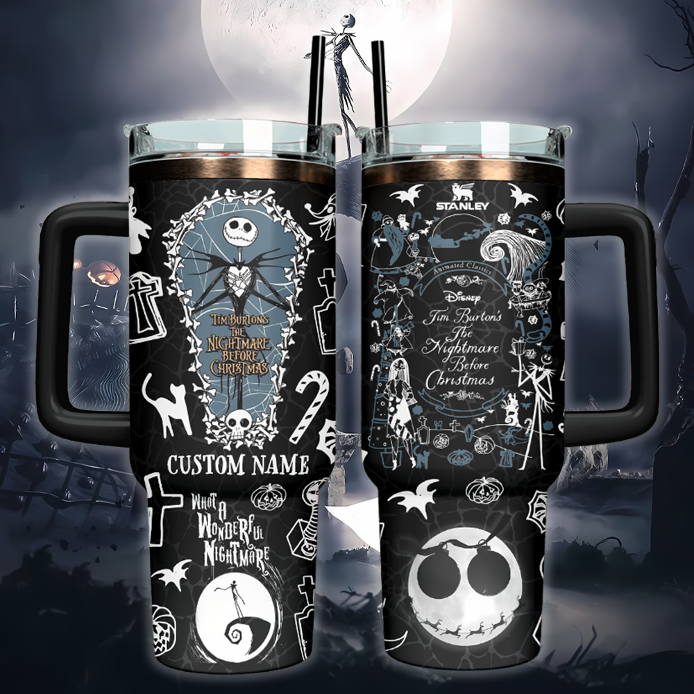 The Nightmare Before Christmas x Halloween Custom Stanley Quencher 40oz Stainless Steel Tumbler With Handle