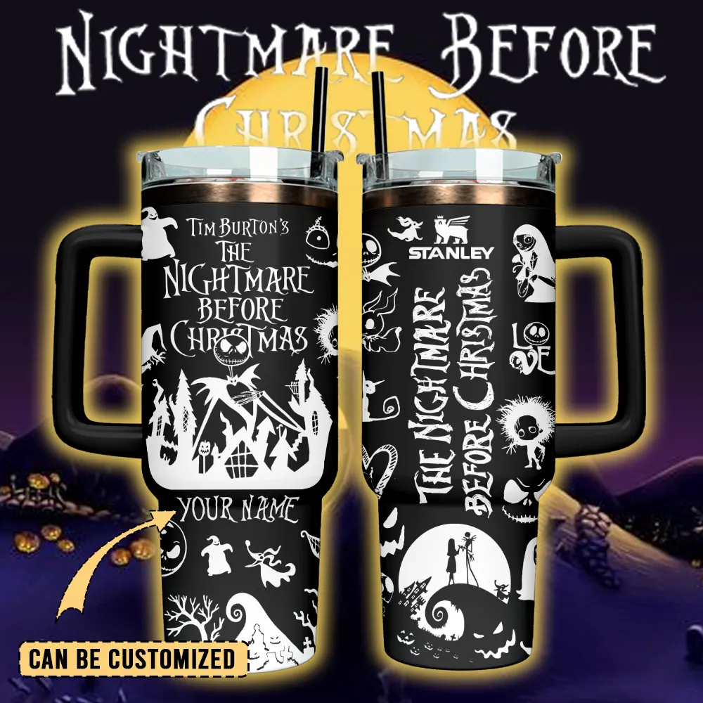 The Nightmare Before Christmas x Halloween Custom Stanley Quencher 40oz Stainless Steel Tumbler With Handle