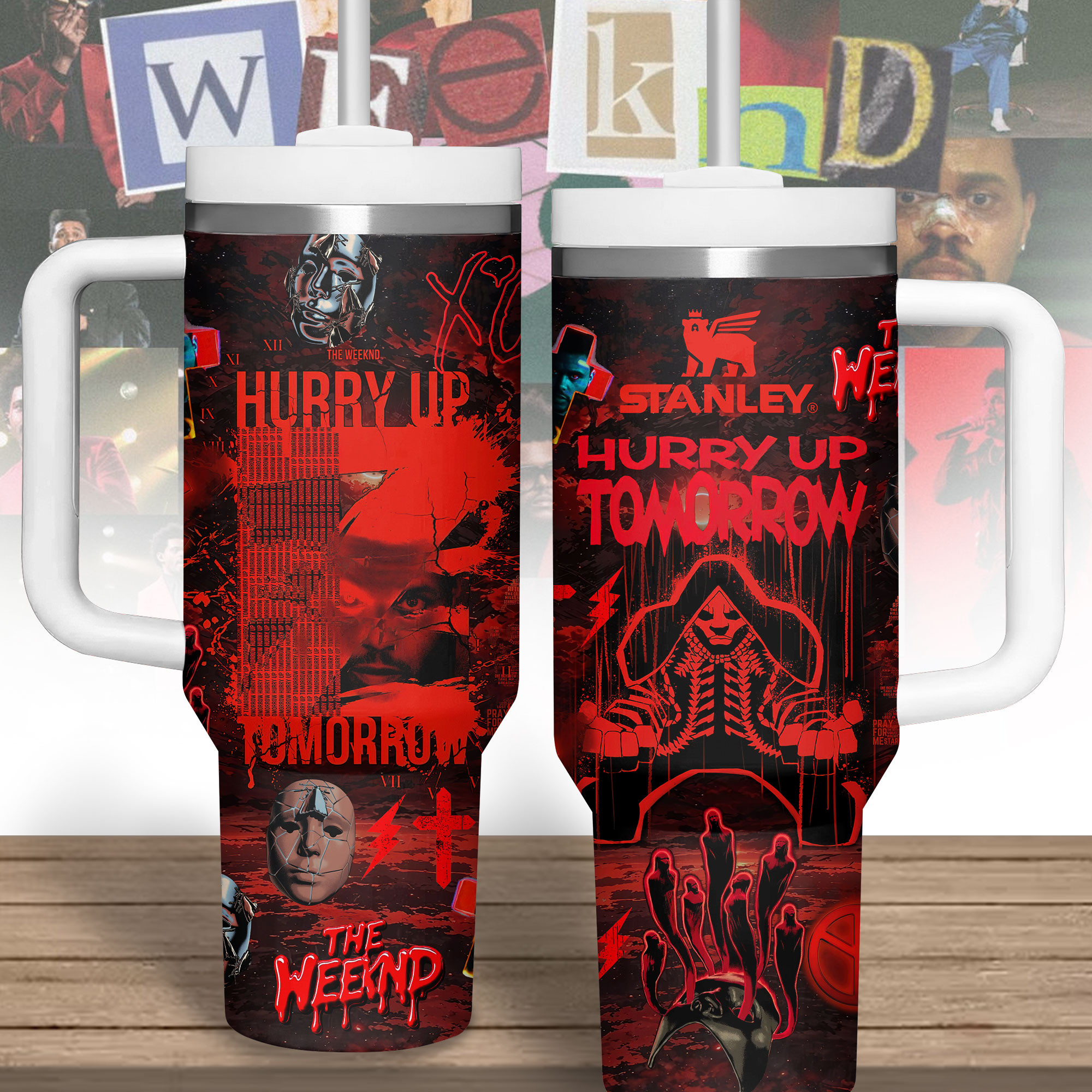 The Weeknd Music Custom Stanley Quencher 40oz Stainless Steel Tumbler With Handle