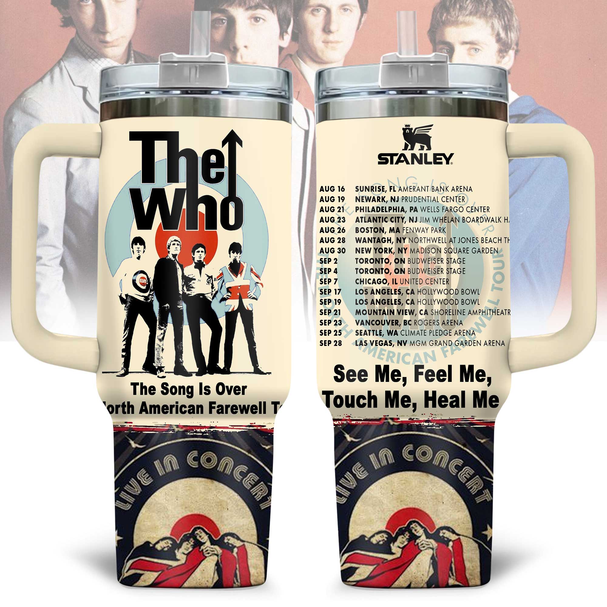 The Who Music Custom Stanley Quencher 40oz Stainless Steel Tumbler With Handle