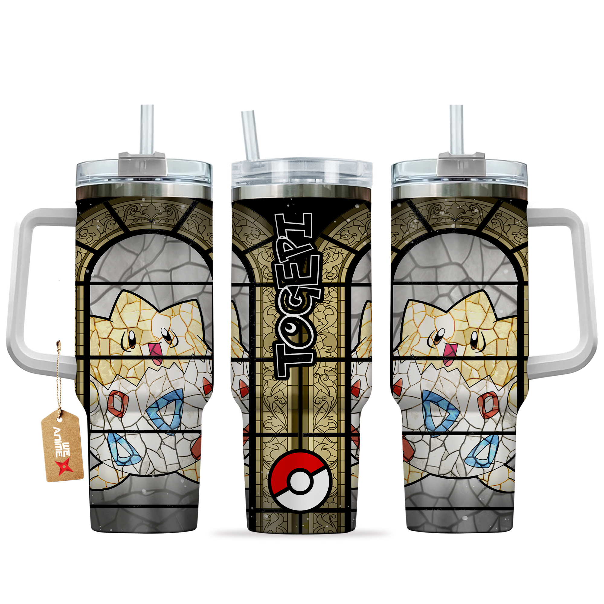Togepi Pokemon Anime Custom Stanley Quencher 40oz Stainless Steel Tumbler With Handle