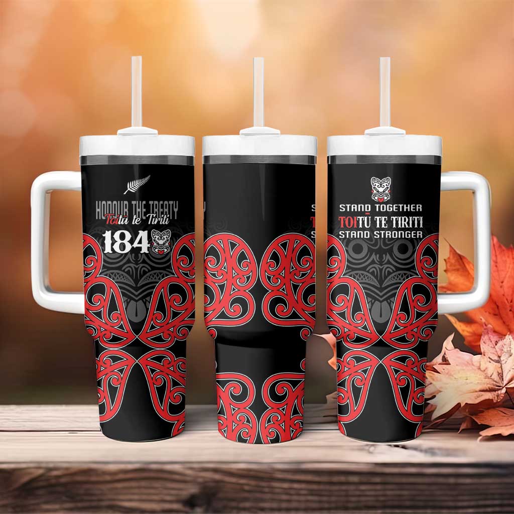 Toitu Te Tiriti 1840 Aotearoa Stand Together Stand Stronger Custom Stanley Quencher 40oz Stainless Steel Tumbler With Handle