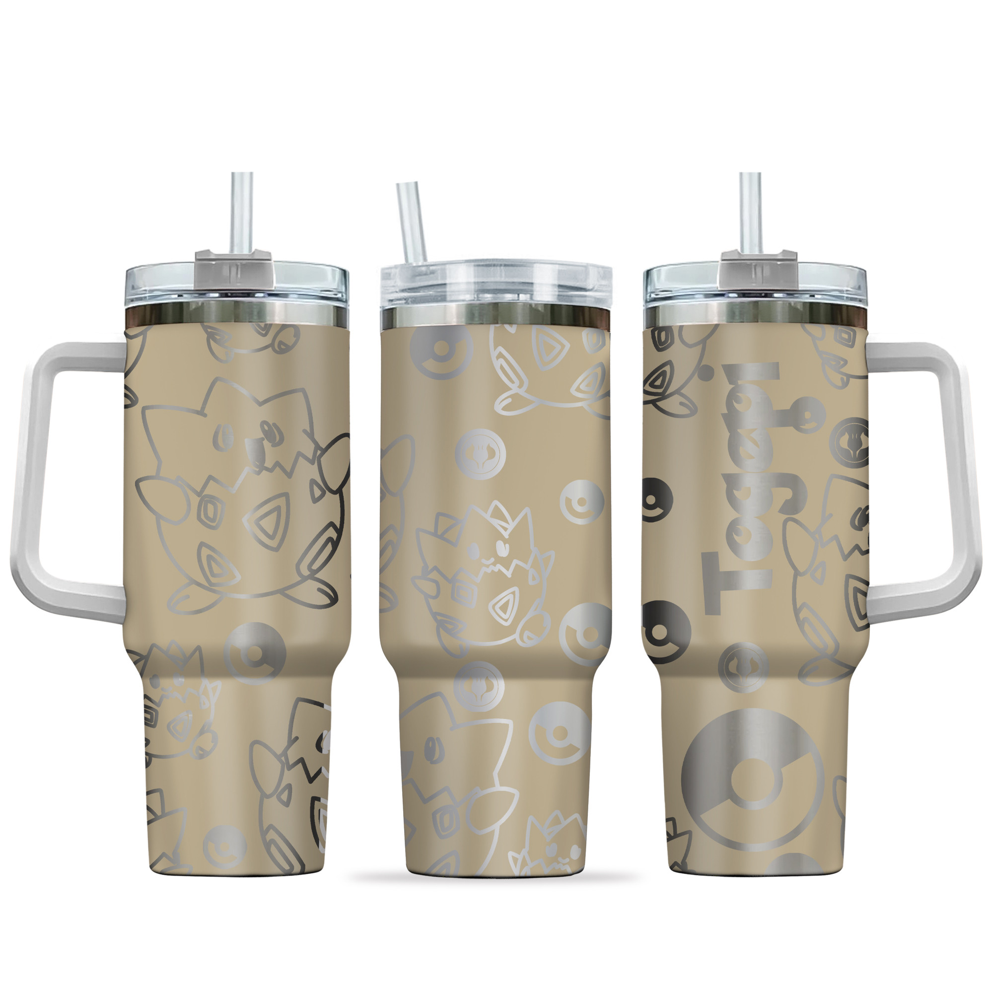 Topegi Pokemon Anime Custom Stanley Quencher 40oz Stainless Steel Tumbler With Handle