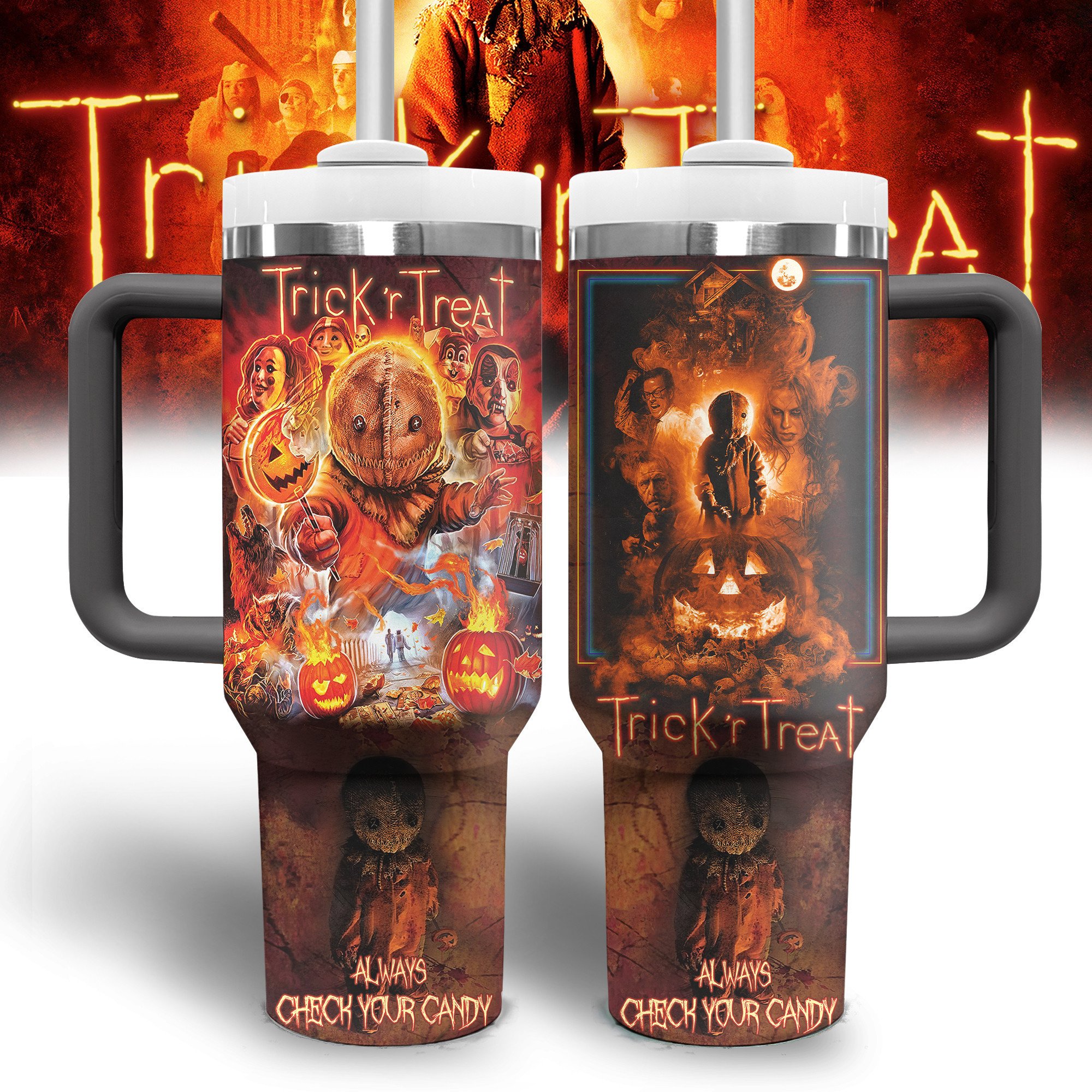 Trick 'r Treat Movies Custom Stanley Quencher 40oz Stainless Steel Tumbler With Handle