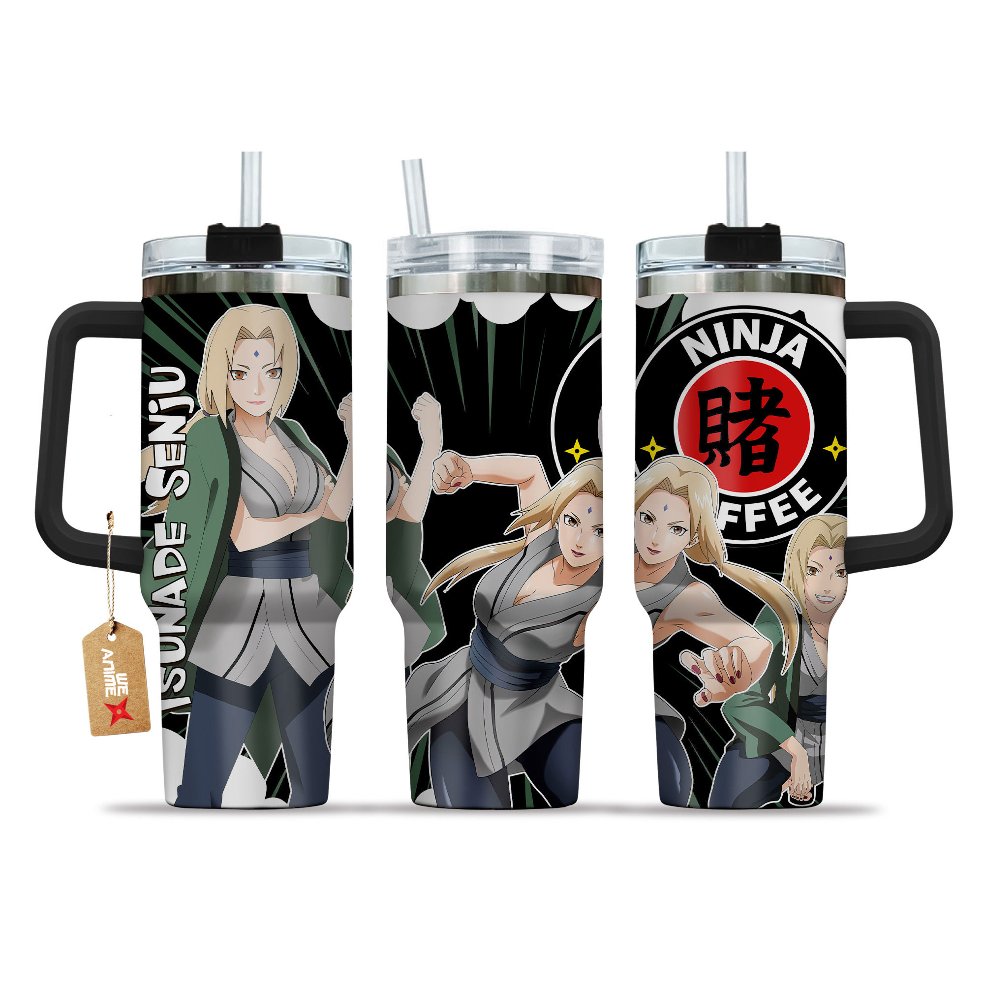 Tsunade Senju Naruto Anime Custom Stanley Quencher 40oz Stainless Steel Tumbler With Handle