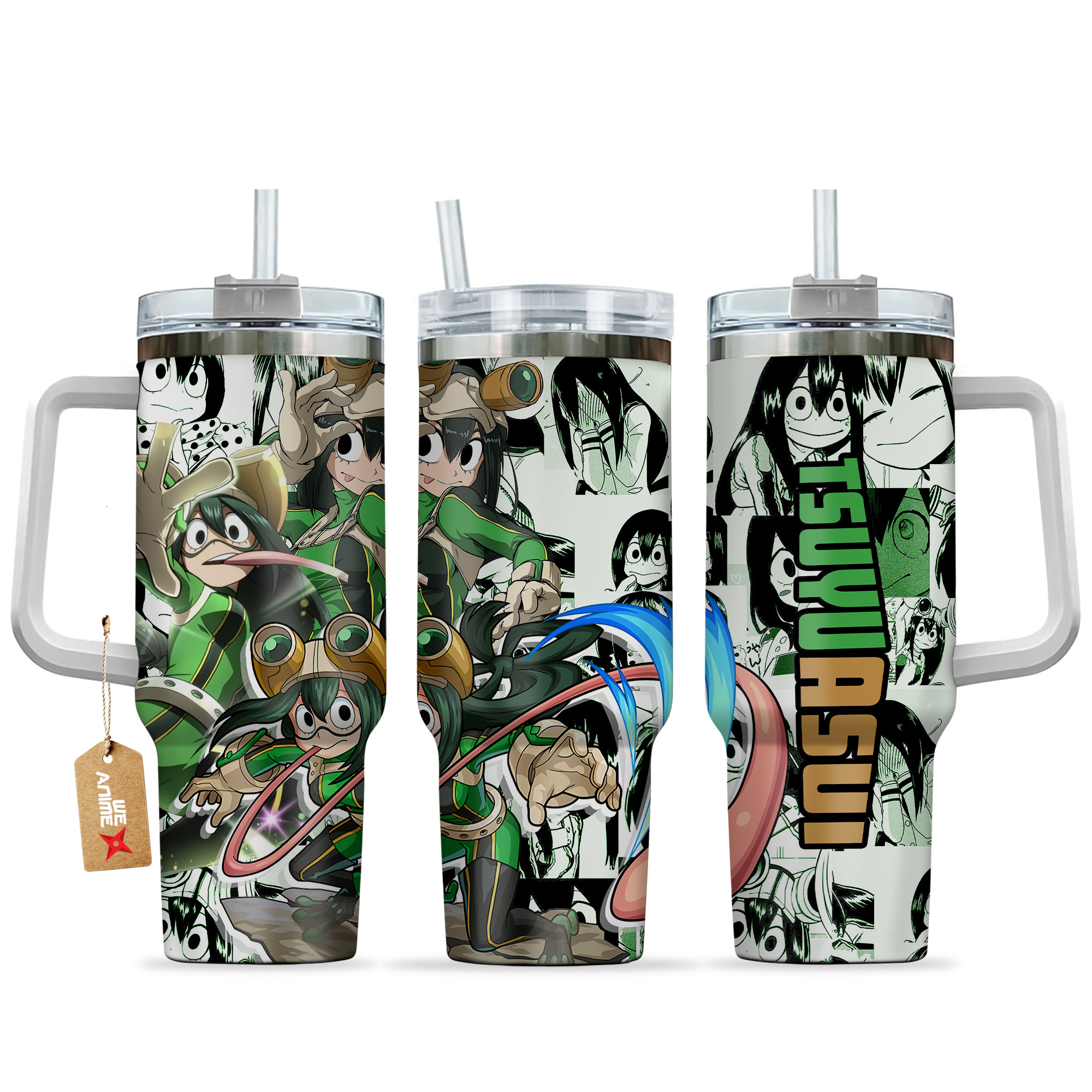Tsuyu Asui (Froppy) My Hero Academia Anime Custom Stanley Quencher 40oz Stainless Steel Tumbler With Handle