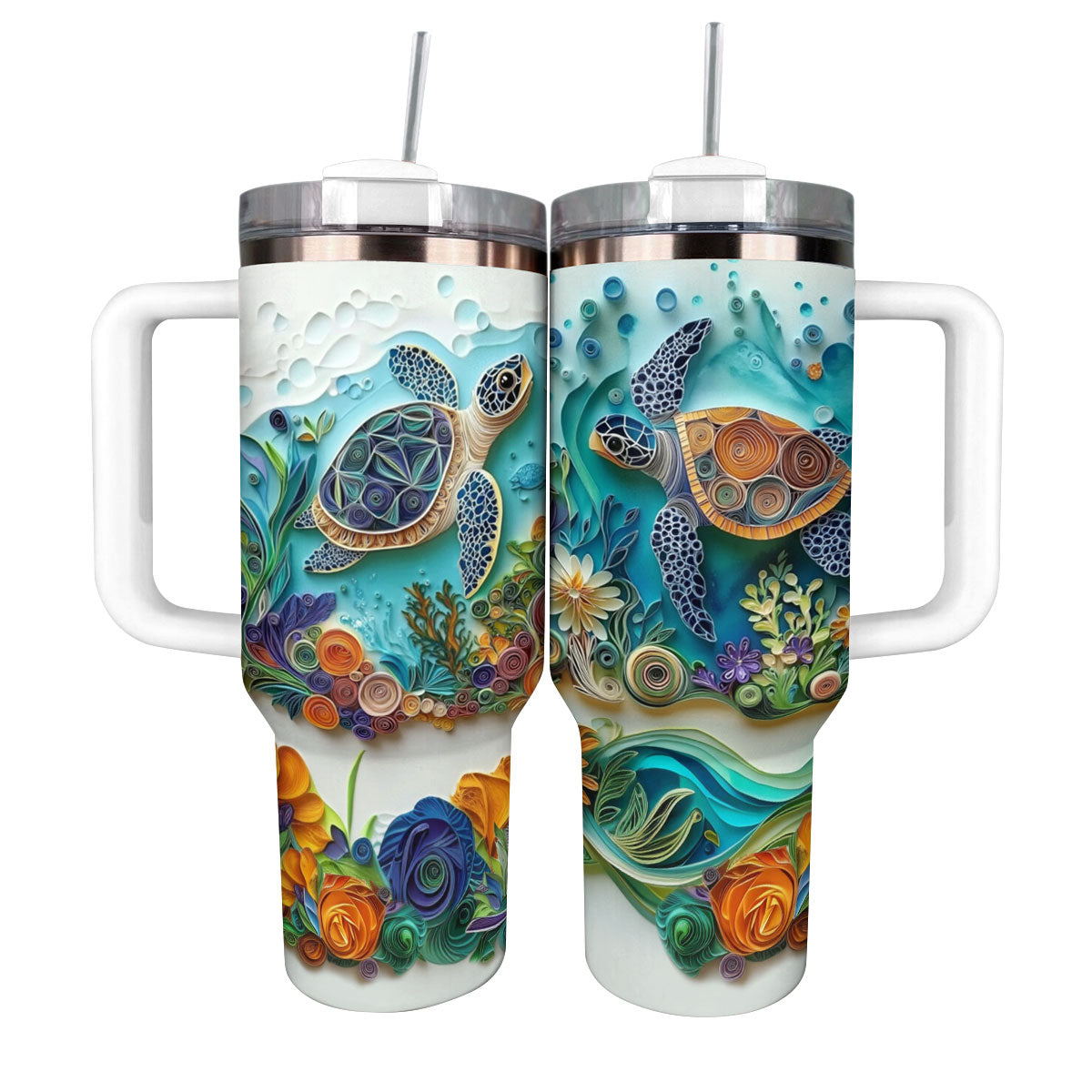 Turtle Trek Custom Stanley Quencher 40oz Stainless Steel Tumbler With Handle