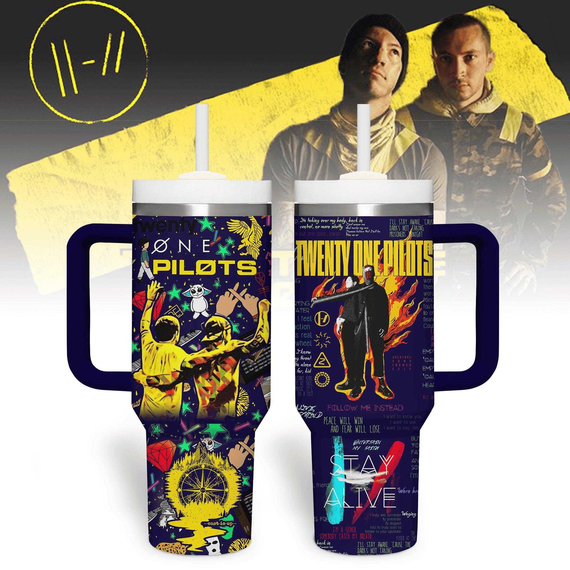 Twenty One Pilots Music Custom Stanley Quencher 40oz Stainless Steel Tumbler With Handle
